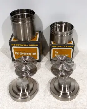 3021 Honeywell #3020 #3021 Nikor 35mm Film Developing Tanks With 2 Reels And