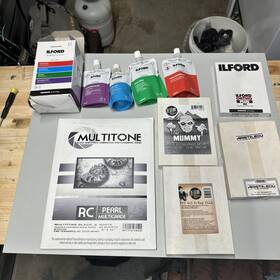Ilford 019498178856 Film Developing Lot Black And White Starter Kit Sheet Photo Paper Used