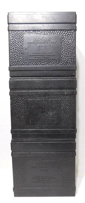Kodak 36936 3 4x5 Hard Rubber Developing Tanks No Lids