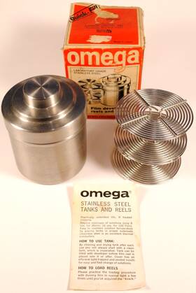 Omega 467-023 Lab Grade Stainless Steel 120 Film Developing Tank Two 35mm Reels Japan