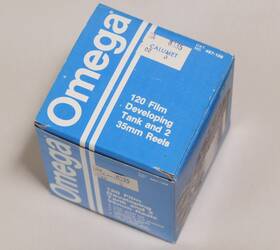 Omega 467-106 120 Film Devloping Tank With Two 35mm Reels Unused In Original Box