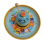 Hand Painted Ceramic Rosh Hashana Honey Dish Plate Wood Dipper Stir Wand New. Price: $27.77.