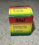 Kalt NP10114 Stainless Steel Developing Tank W/ Plastic Top Open. Price: $30.00.