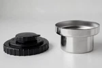 Rare Unusual Kindermann 2" Stainless Steel Darkroom Film Developing Tank Germany Used. Price: $50.00.