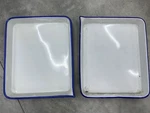 Cesco 17 X 20 Photo Developing Trays White Blue Porcelain Enamel Vintage Pair Used. Price: $169.99.