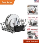 Black Over Sink Dish Drying Rack With Utensil Holder, 2 Piece Set, Non Slip Hand New. Price: $56.99.