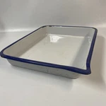 Large Vtg Porcelain Cesco Photo Darkroom Film Developing Tray Blue Rim 17X14X2.5 Used. Price: $60.00.